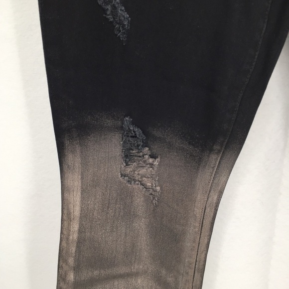 Level 99 Amber black metallic gold crop jeans dip dye distressing new 28 - Picture 4 of 9